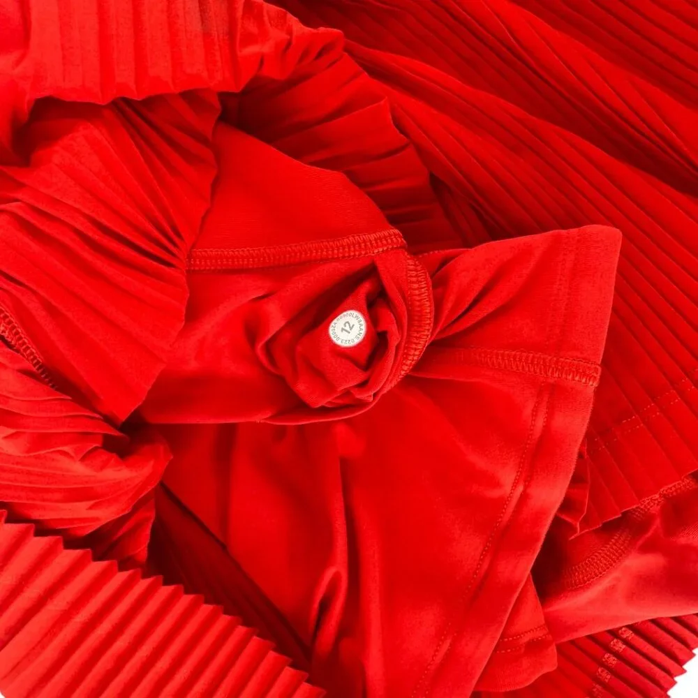 Lululemon Court Rival High-Rise Tennis Skirt Red Size 12 Pleated Lined Tall - Picture 2 of 4